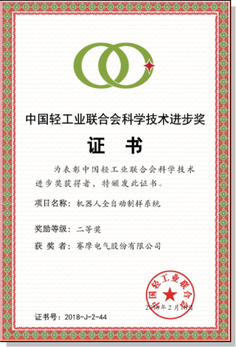 中国轻工业联合会二等奖 